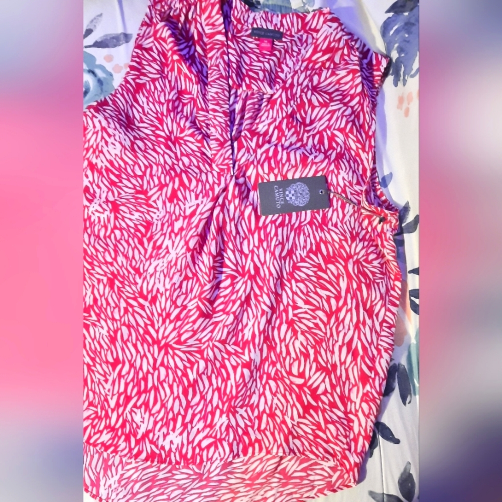 Sleeveless pink&white Blouse